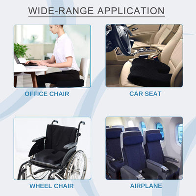 Seat Cushion Pillow for Office Chair - Memory Foam Firm Coccyx Pad - Tailbone, Sciatica, Lower Back Pain Relief - Contoured Posture Corrector for Car, Wheelchair, Computer and Desk Chair