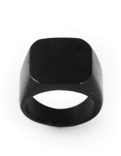 Titanium Signet Black Ring