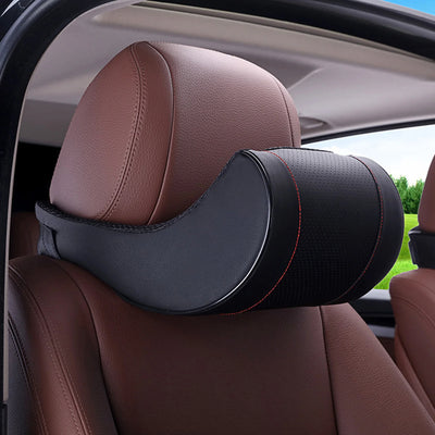Car Neck Headrest Support Pillow Cushion, Soft Leather Surface and high-Density Memory Foam