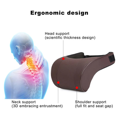 Car Neck Headrest Support Pillow Cushion, Soft Leather Surface and high-Density Memory Foam