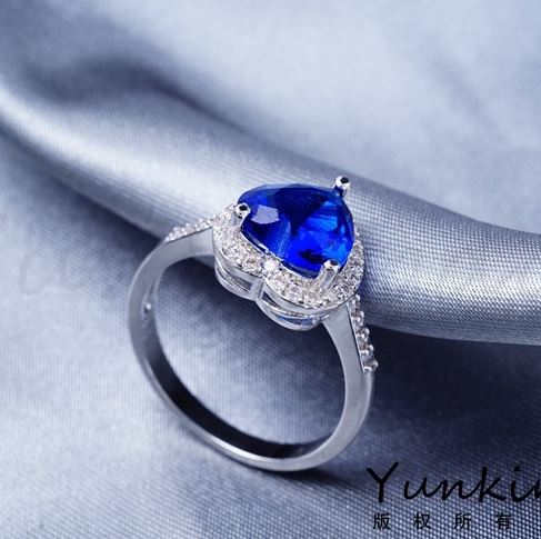 Blue Heart Diamond Platinum Ring