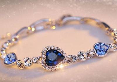 Ocean Blue Crystal Heart Bracelet