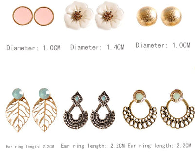 Party Mashup 6 Pairs Earrings Set