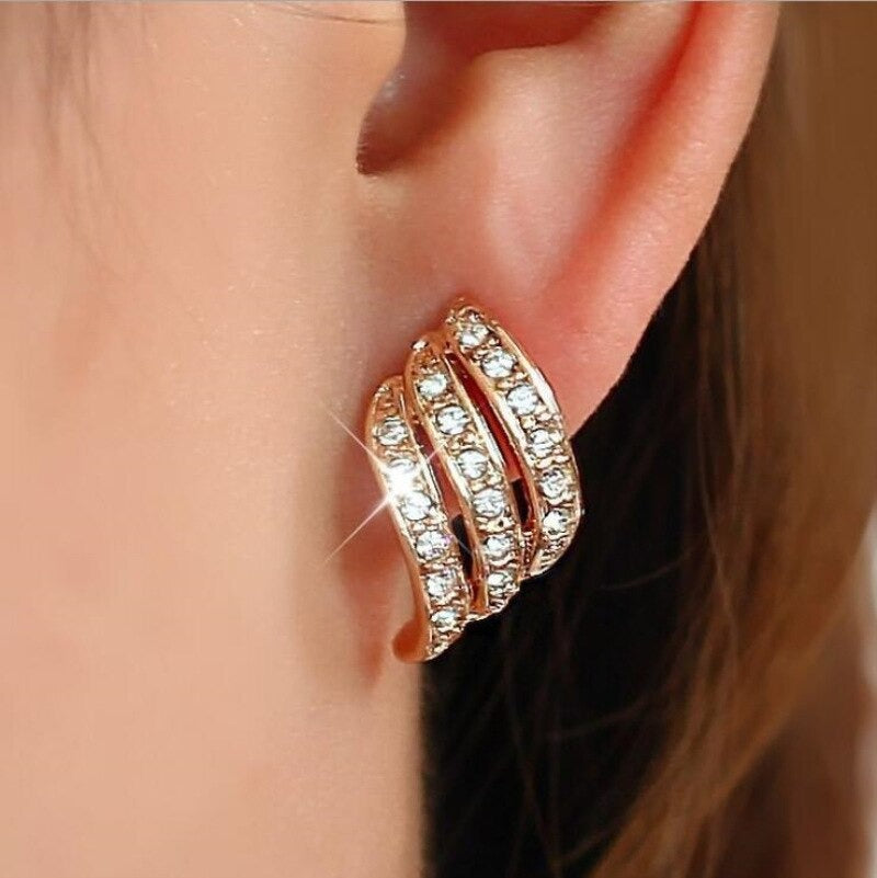 Crystal Stud Rose Gold Earrings