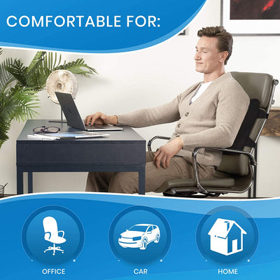 Everlasting Comfort Lumbar Support Pillow for Office Chair Back - Improve Posture While Sitting - Memory Foam Cushion Design for Computer Desk, Car, Gaming, Couch, Recliner