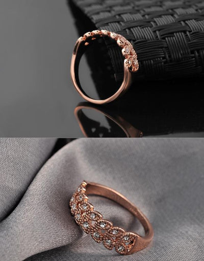 Austrian Crystal 18K Rose Gold Plated Vintage Ring