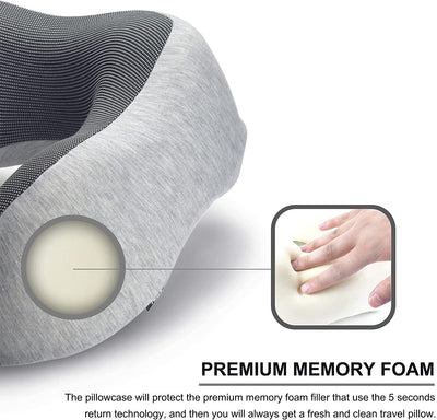 Memory Foam Travel Neck Pillow for Airplanes and Travel, 360-Degree Support Backed by Sleep Science, Midnight