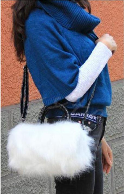 Rabbit Fur Shoulder Handbag